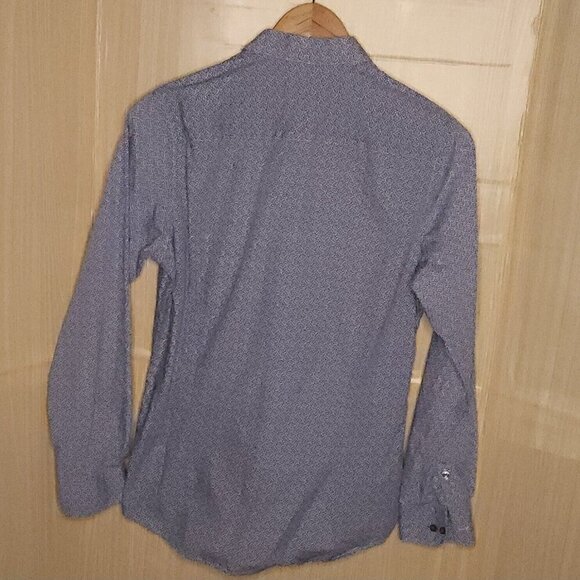 Bar III Mens Blue White Slim Fit Long Sleeve Button Down Medium - Picture 2 of 6